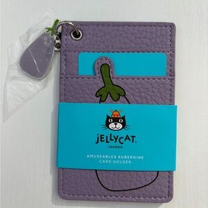 NWT official Jellycat amuseable aubergin eggplant card holder w/charm - VHTF